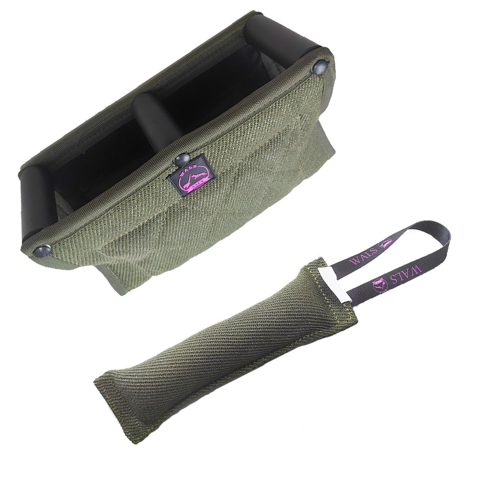 Jouet de morsure NYDH en polyamide vert armée, idéal pour l'entraînement et le jeu durable.
