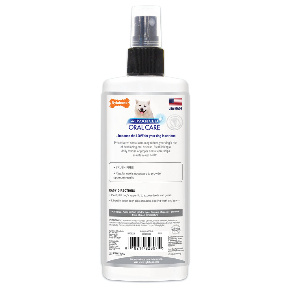Nylabone Advanced Oral Care Spray : utilisation simple 1 à 2 fois par jour.