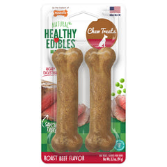 Nylabone Healthy Edibles emballage avec friandises boeuf rôti prêtes à récompenser pendant l’entraînement