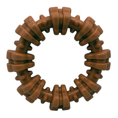 Anneau texturé Nylabone, jouet durable pour grands chiens, démonstration de la surface rugueuse.