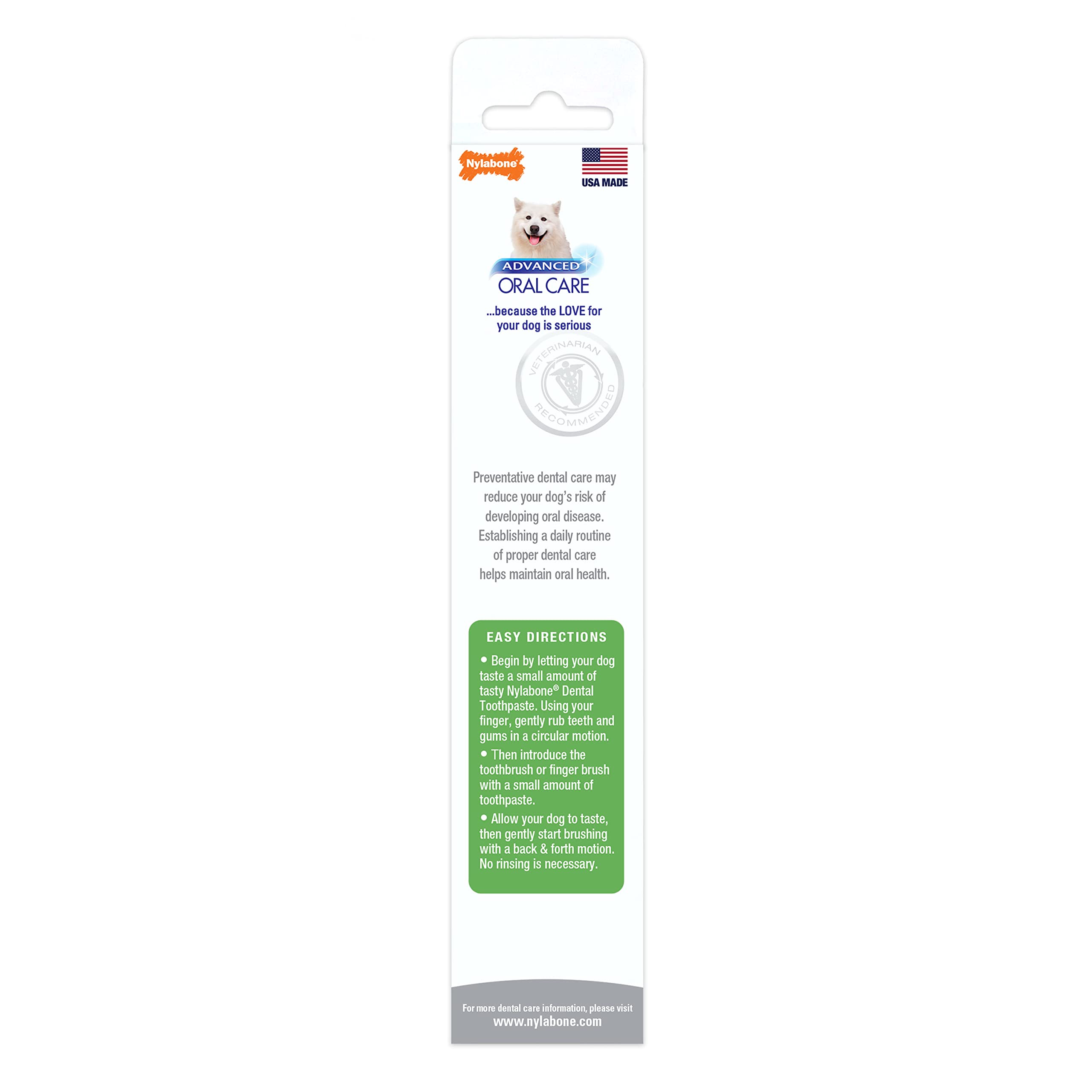 Dentifrice pour chien Nylabone, goût cacahuète apprécié par votre compagnon.