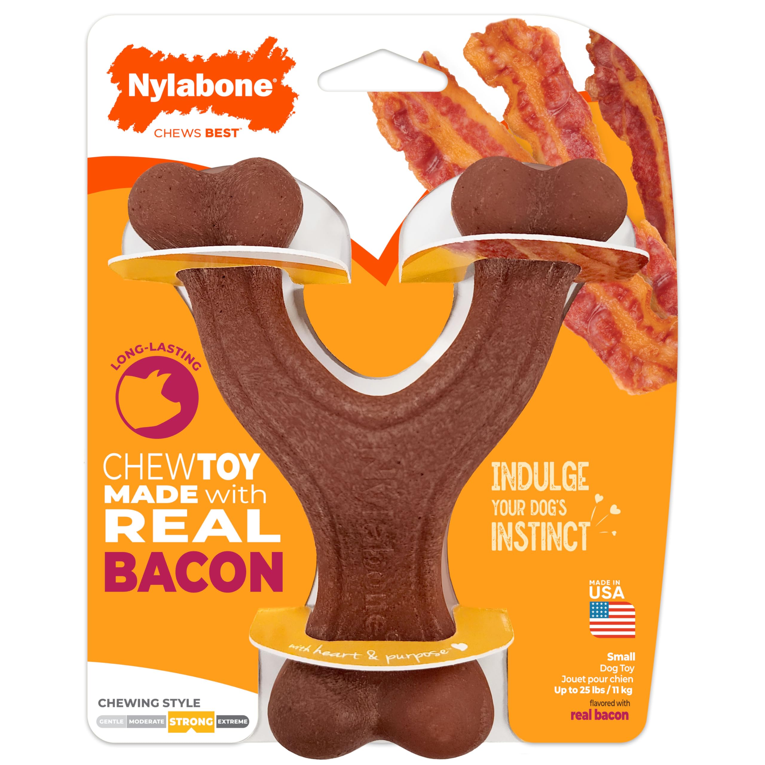 Nylabone bacon réel – os-souhait, goût durable pour chiens actifs