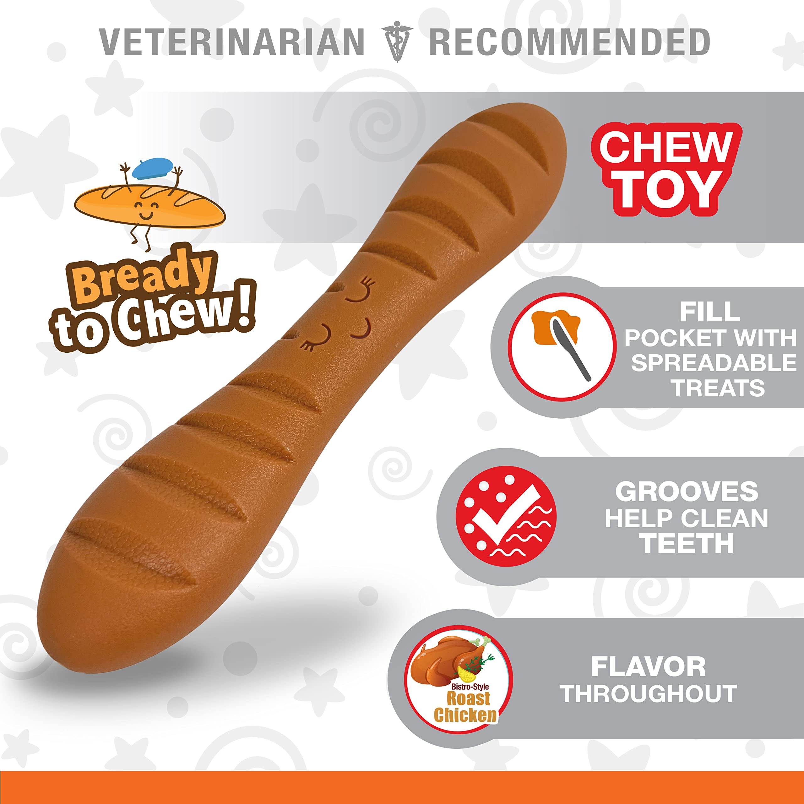 Nylabone Baguette Power Chew, saveur poulet grillé pour plus de plaisir