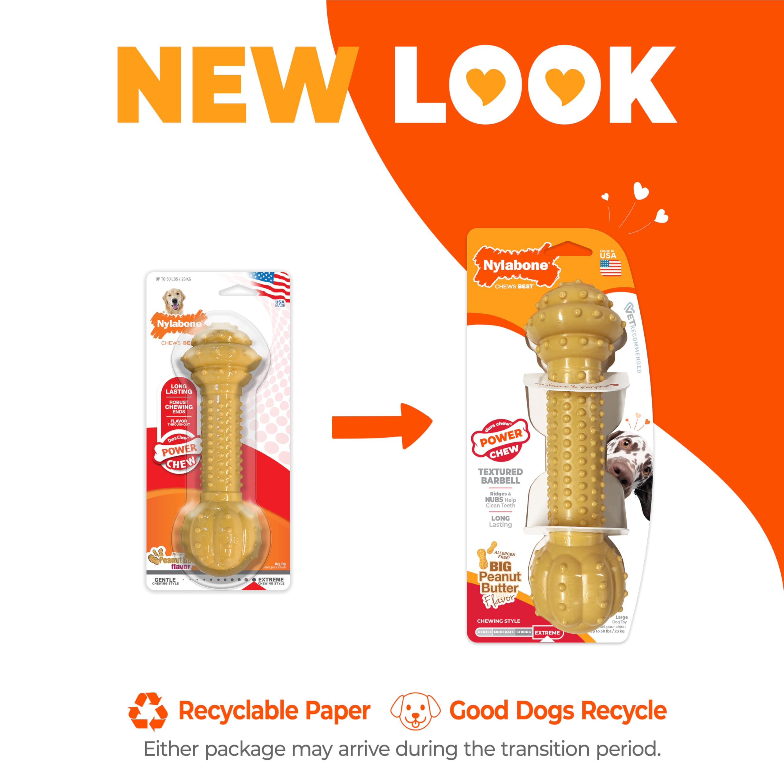 Nylabone Barbell Arôme Beurre Arachide – goût durable infusé tout au long du jouet.