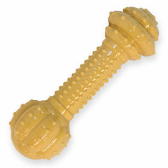 Nylabone Barbell Os Durable pour chien, favorise la mastication et le nettoyage des dents.