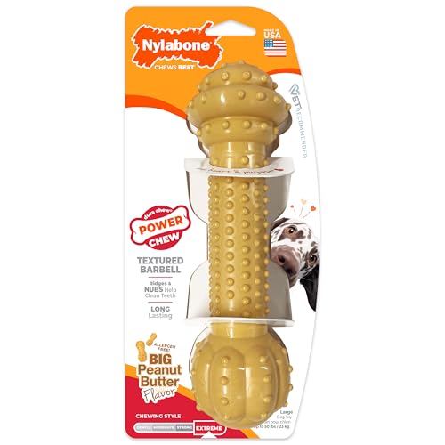 Nylabone Barbell Pour Chien Large – adapté pour chiens jusqu’à 50 lb.