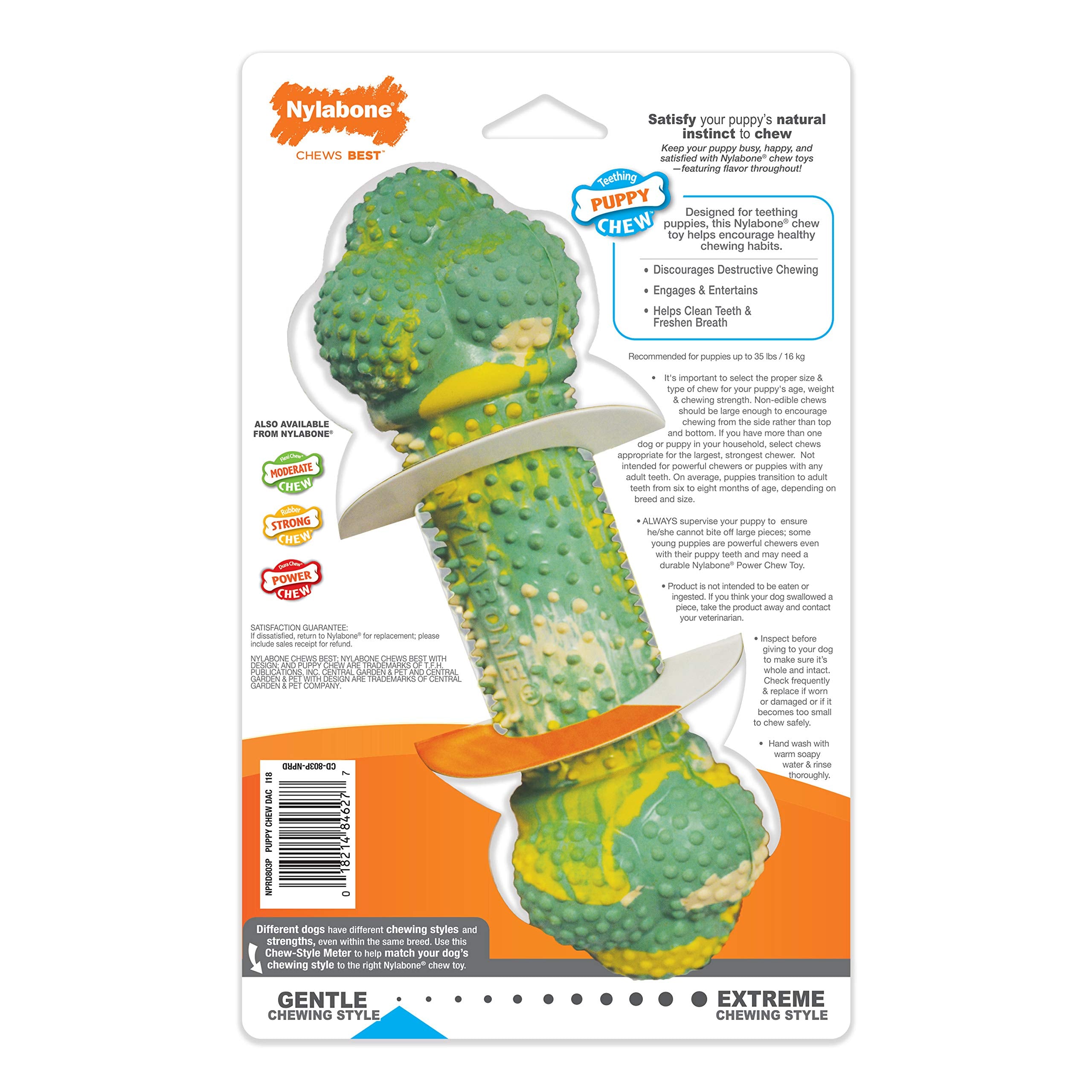 Nylabone Barbell utilisation quotidienne lors de jeux et apprentissages sécurisés.