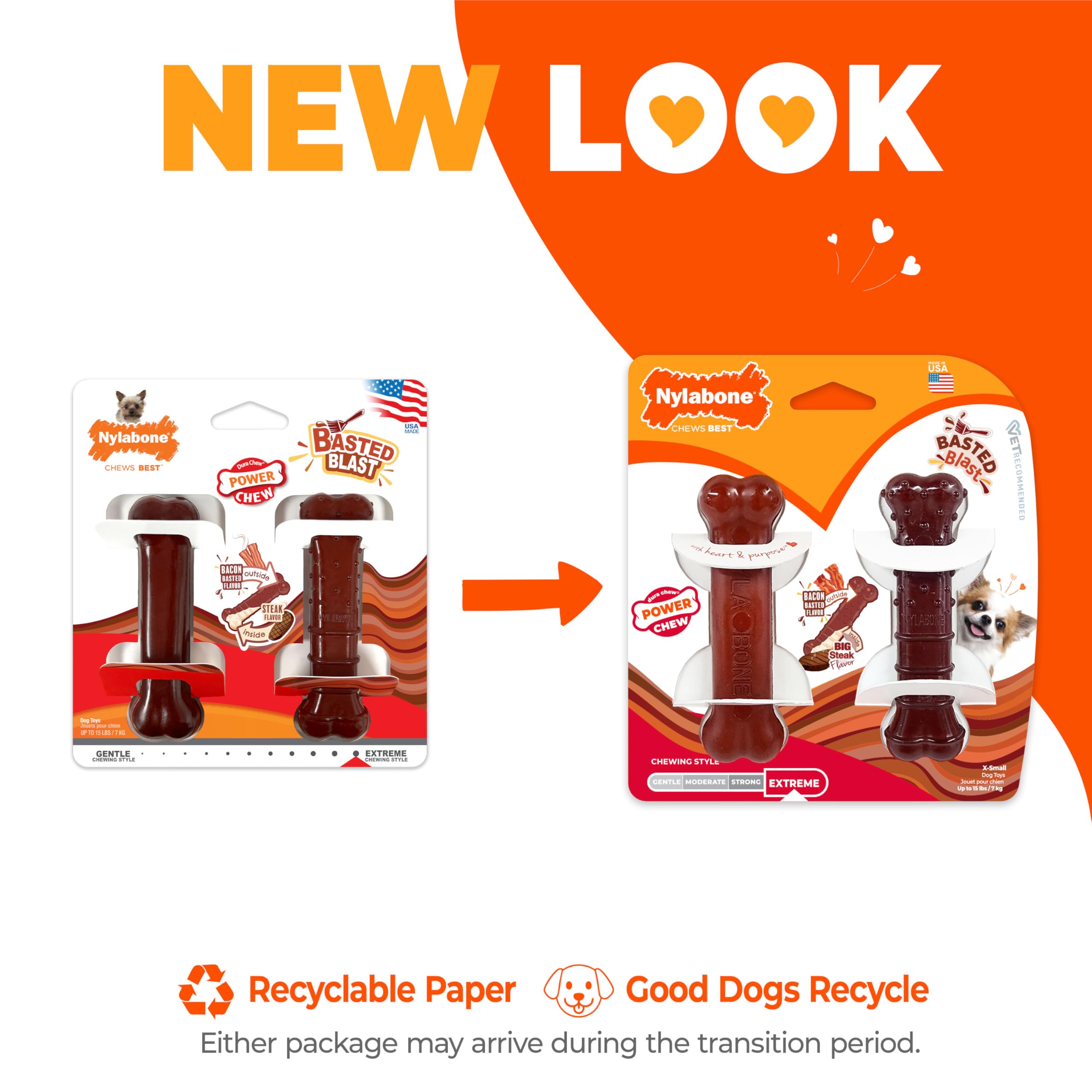 Nylabone Basted Blast Saveur Bacon – extérieur savoureux et double goût.