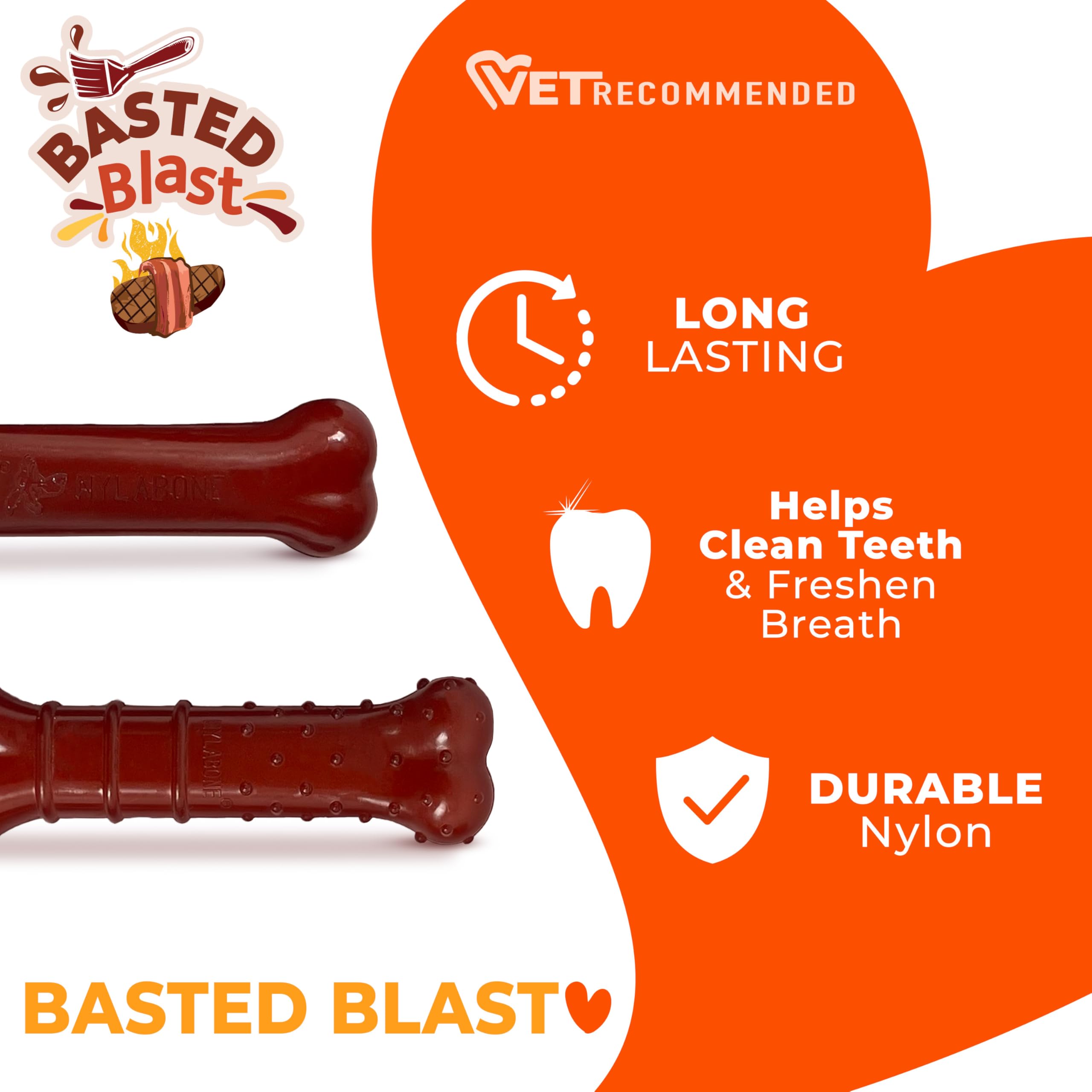 Nylabone Basted Blast Saveur Steak Intérieur – goût steak caché à l’intérieur.