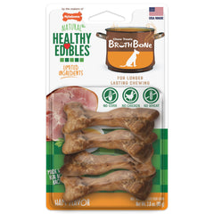 Nylabone bouillon-os jambon petit, format adapté chiens jusqu’à 20 lb, goût jambon.