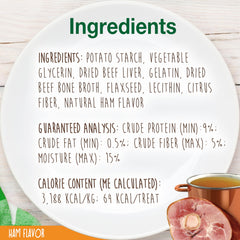 Nylabone bouillon-os jambon sans additifs, récompense sûre et naturelle.