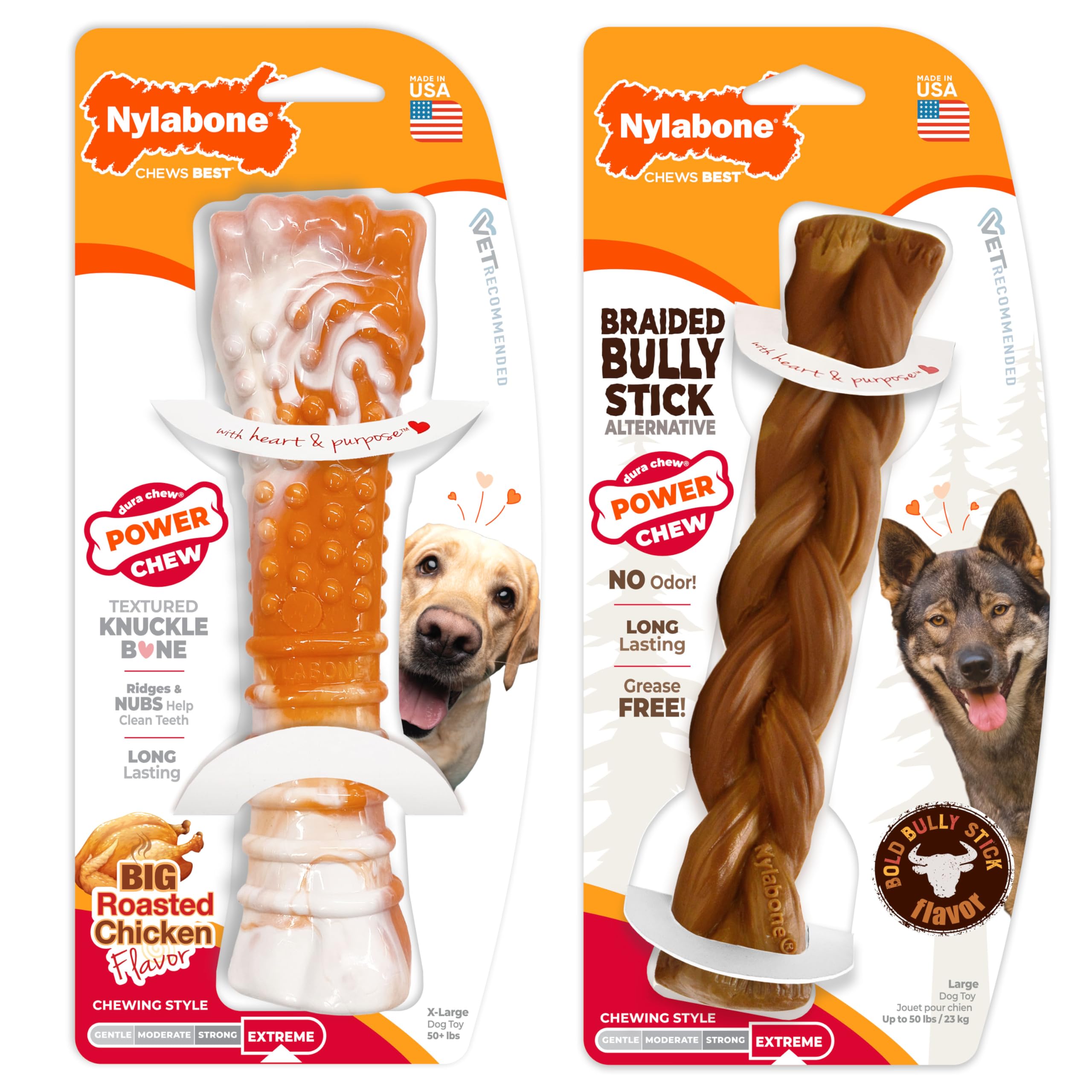 Nylabone bully-stick tressé pour gros chiens et mastication longue.