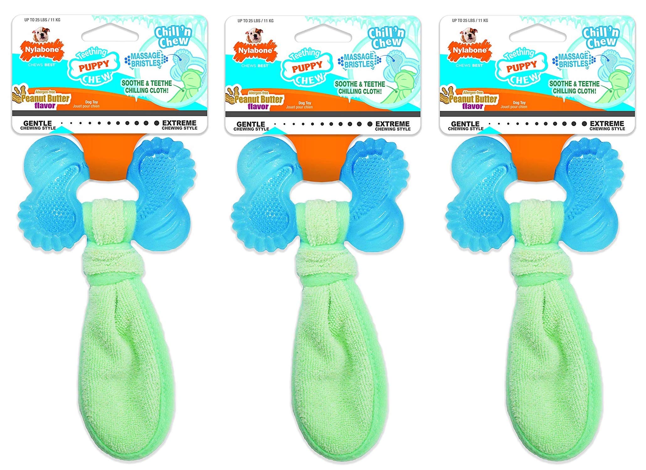 Nylabone Chill n Chew: ensemble de jouets dentition chiot pour stimuler les gencives et apaiser.