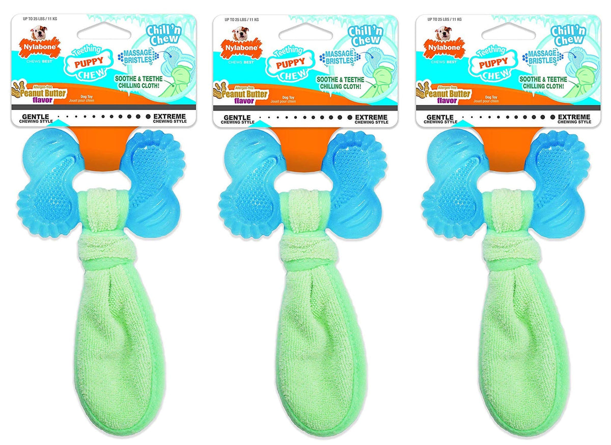 Nylabone Chill n Chew: ensemble de jouets dentition chiot pour stimuler les gencives et apaiser.