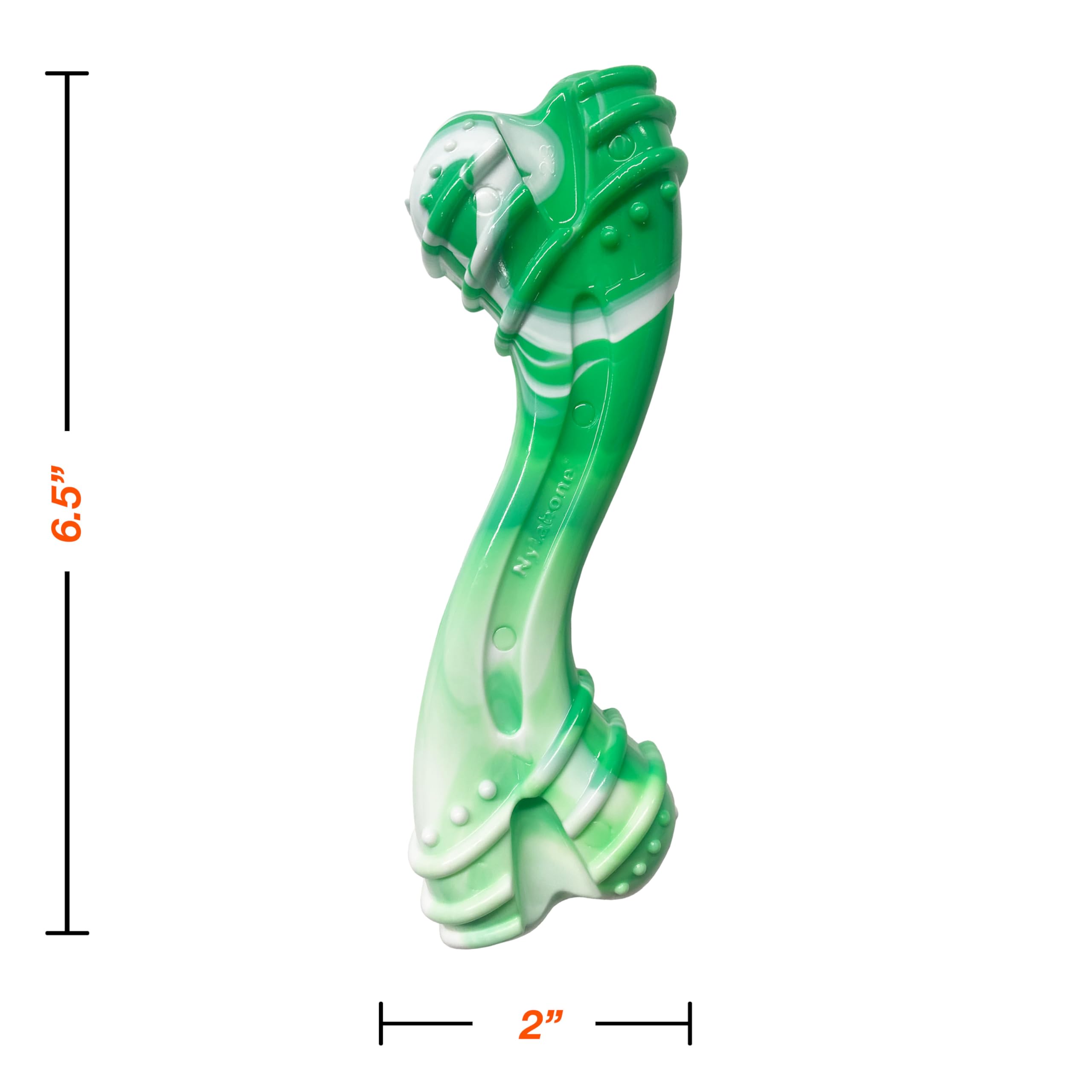 Nylabone Curvy arôme gaulthérie persistant, goût durable pendant le jeu.