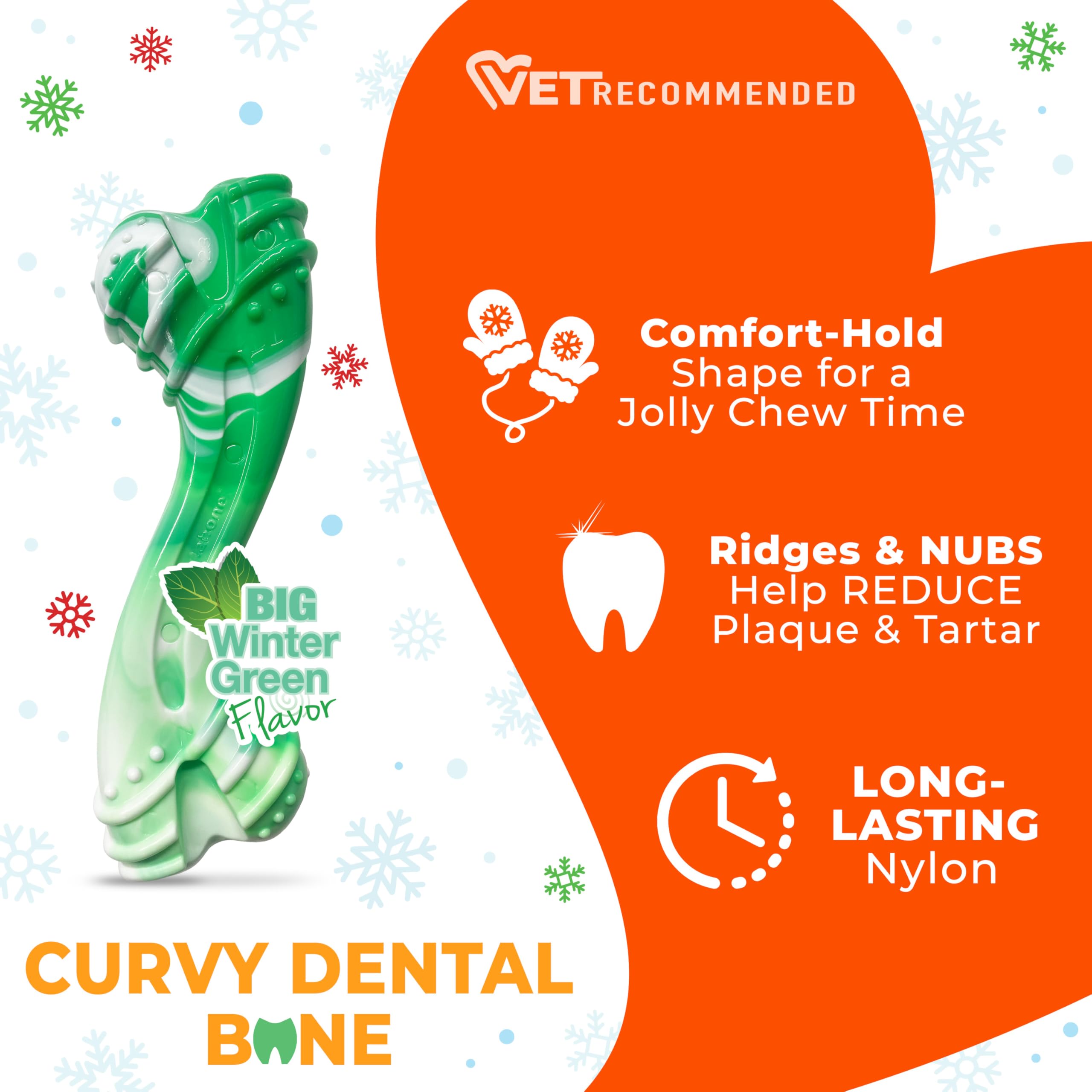 Nylabone Curvy manche pratique pour gros chien, prise facile.