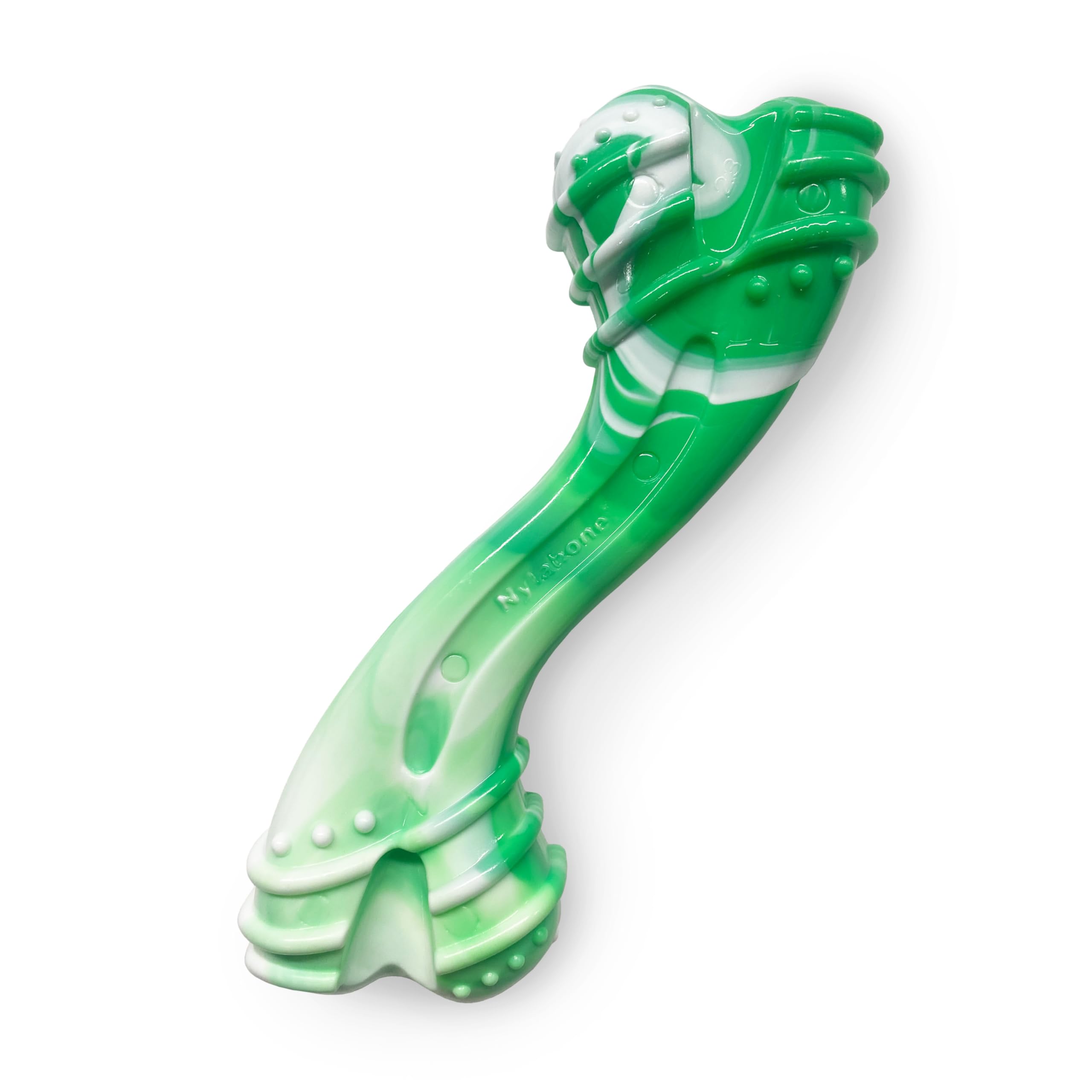 Nylabone Curvy os dentaire gaulthérie grand, texture crêtes pour nettoyer les dents pendant le jeu.