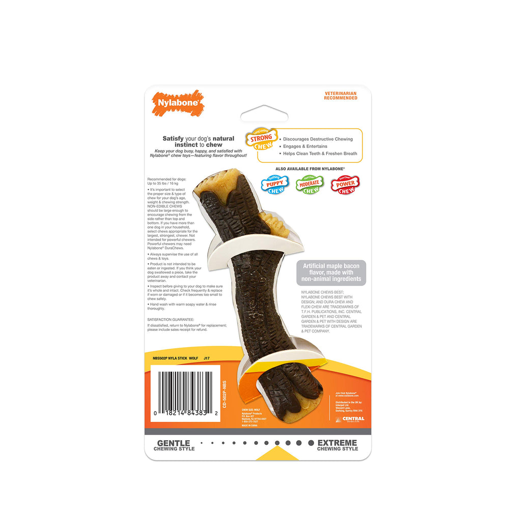 Nylabone design bois veritable texture realiste pour jeu mordant.