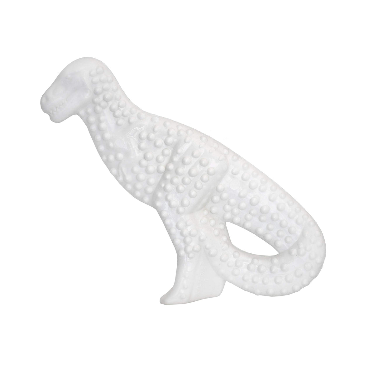 Jouet dinosaure Nylabone pour petits chiens avec goût poulet.
