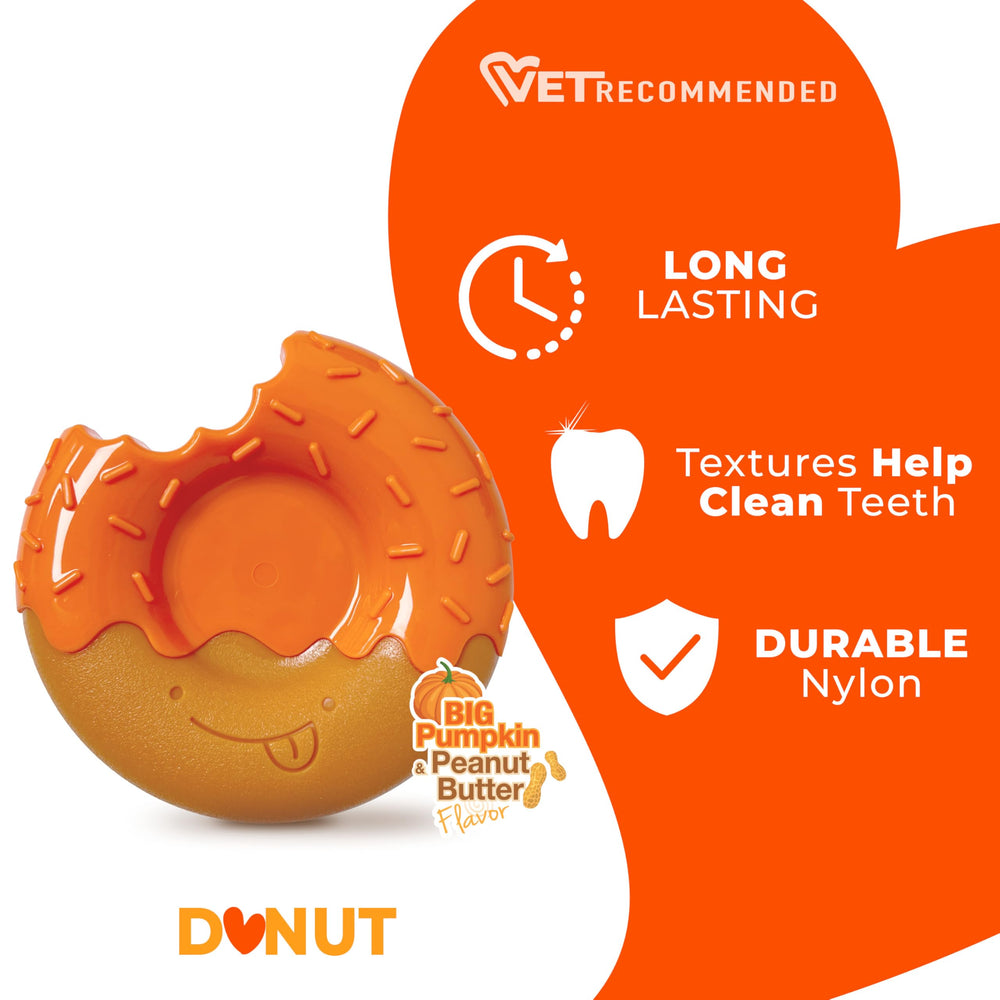 Nylabone Donut Power Chew, texture sprinkles pour stimulation tactile.