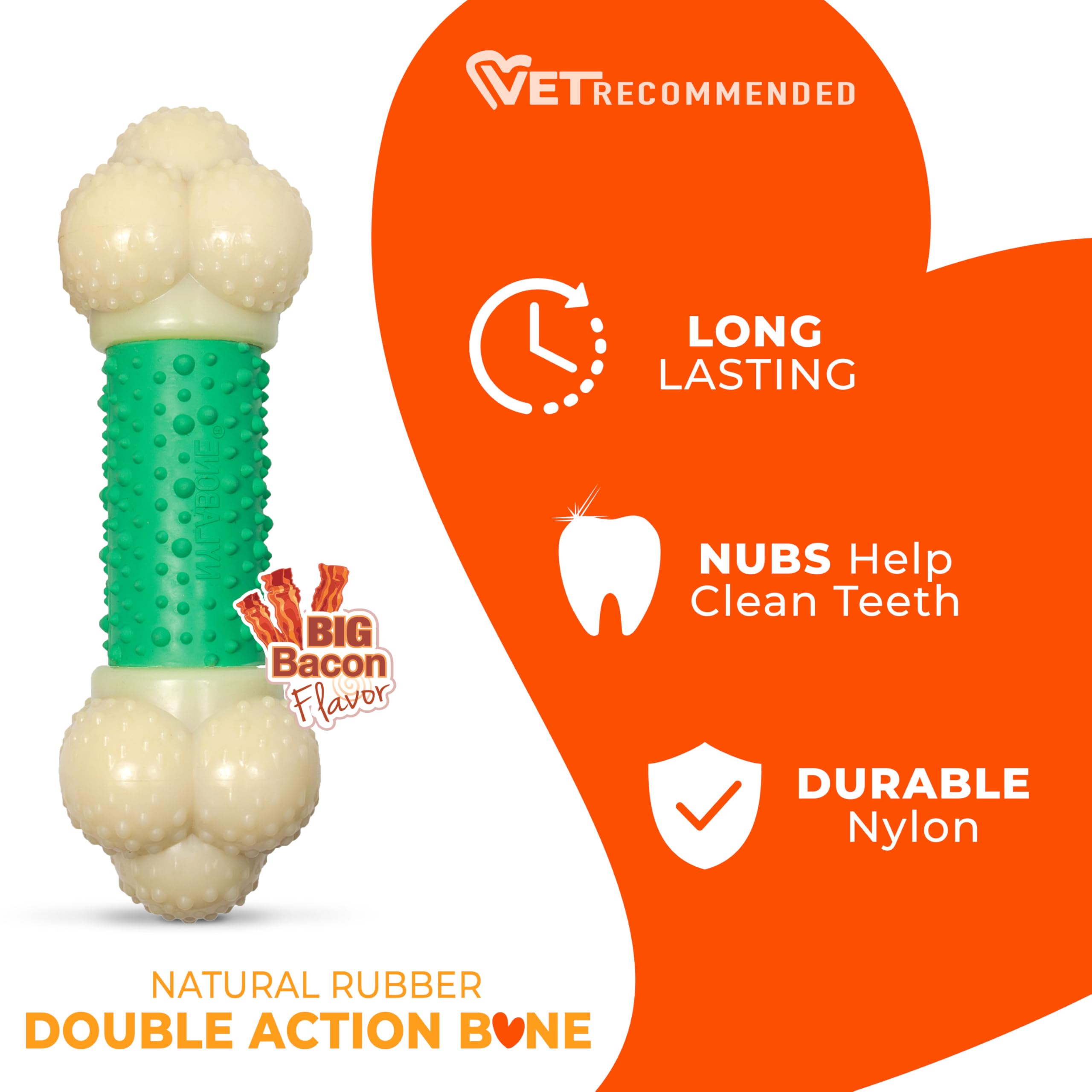 Goût fumé de porc du Nylabone, stimulant le mâchage durable.