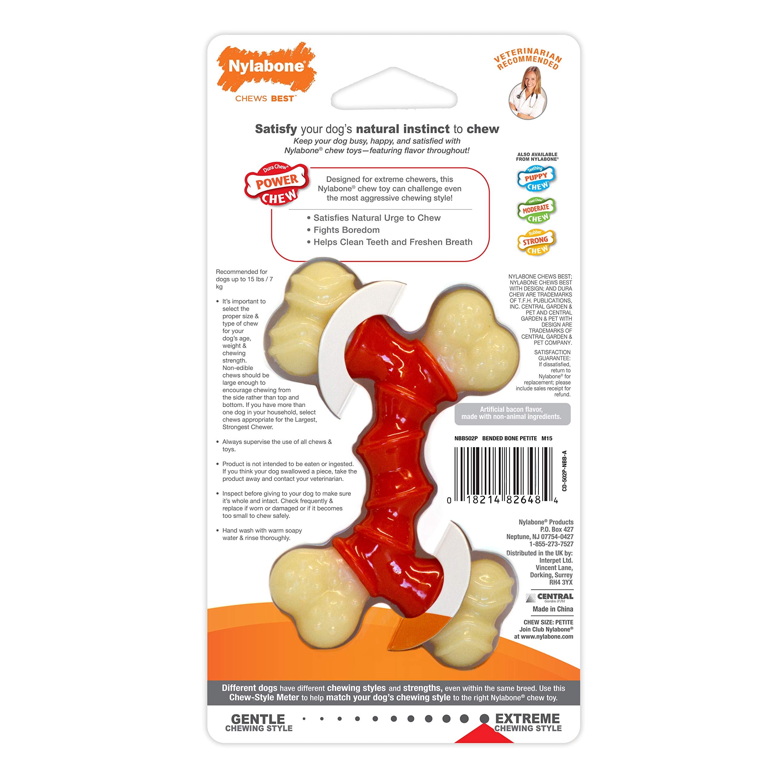 Nylabone Double Bone Power Chew, goût bacon persistant pour motivation à mâcher