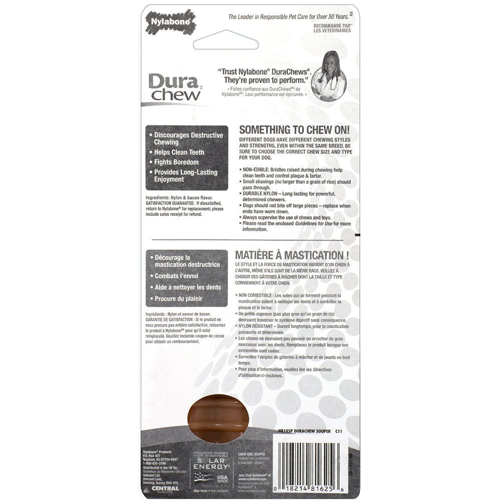 Nylabone DuraChew Bacon – os dur pour grand-chien, conçu pour mâchouer avec puissance.