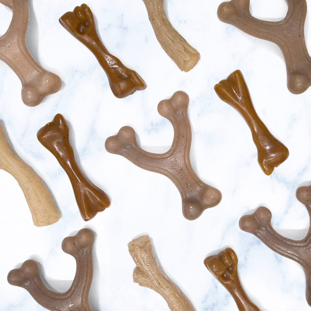 Nylabone Fabrique americaine, recommande par les veterinaries et soutient les habitudes saines.