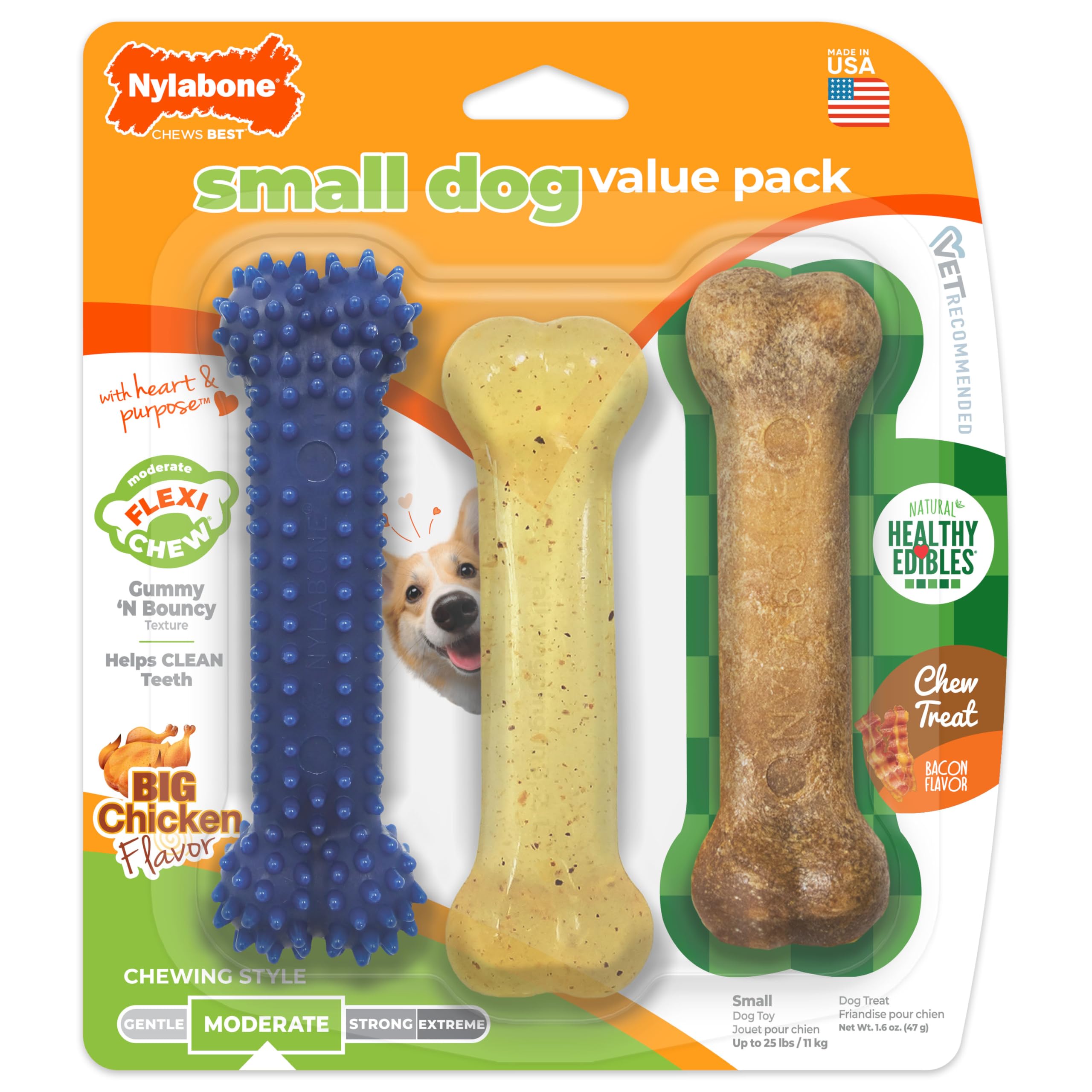 Nylabone Flexi Chew, ensemble petit chien, options variées pour l’amusement