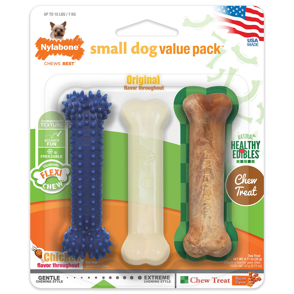 Nylabone Flexi Chew os pour chien petit, occuper et nettoyer les dents.