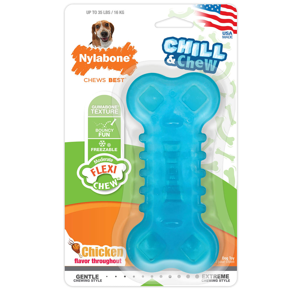 Nylabone Flexi Chill, arôme poulet, stimule l’envie de mâcher avec goût.