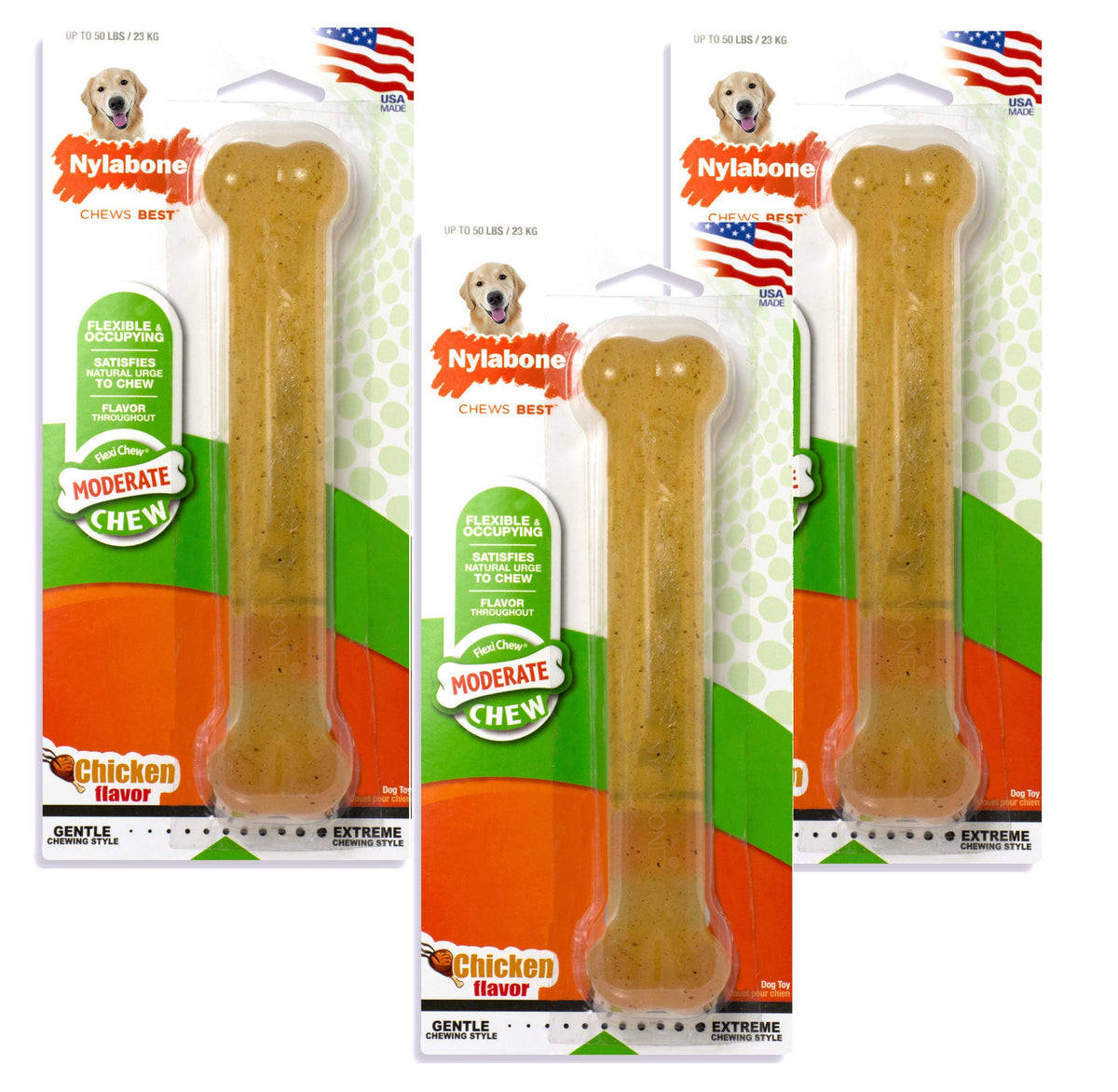 Nylabone FlexiChew os chien géant poulet: divertissement durable et aide au nettoyage des dents.