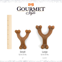 Nylabone Gourmet Style Fabrique aux États‑Unis : fabrication locale et qualité vétérinaire.
