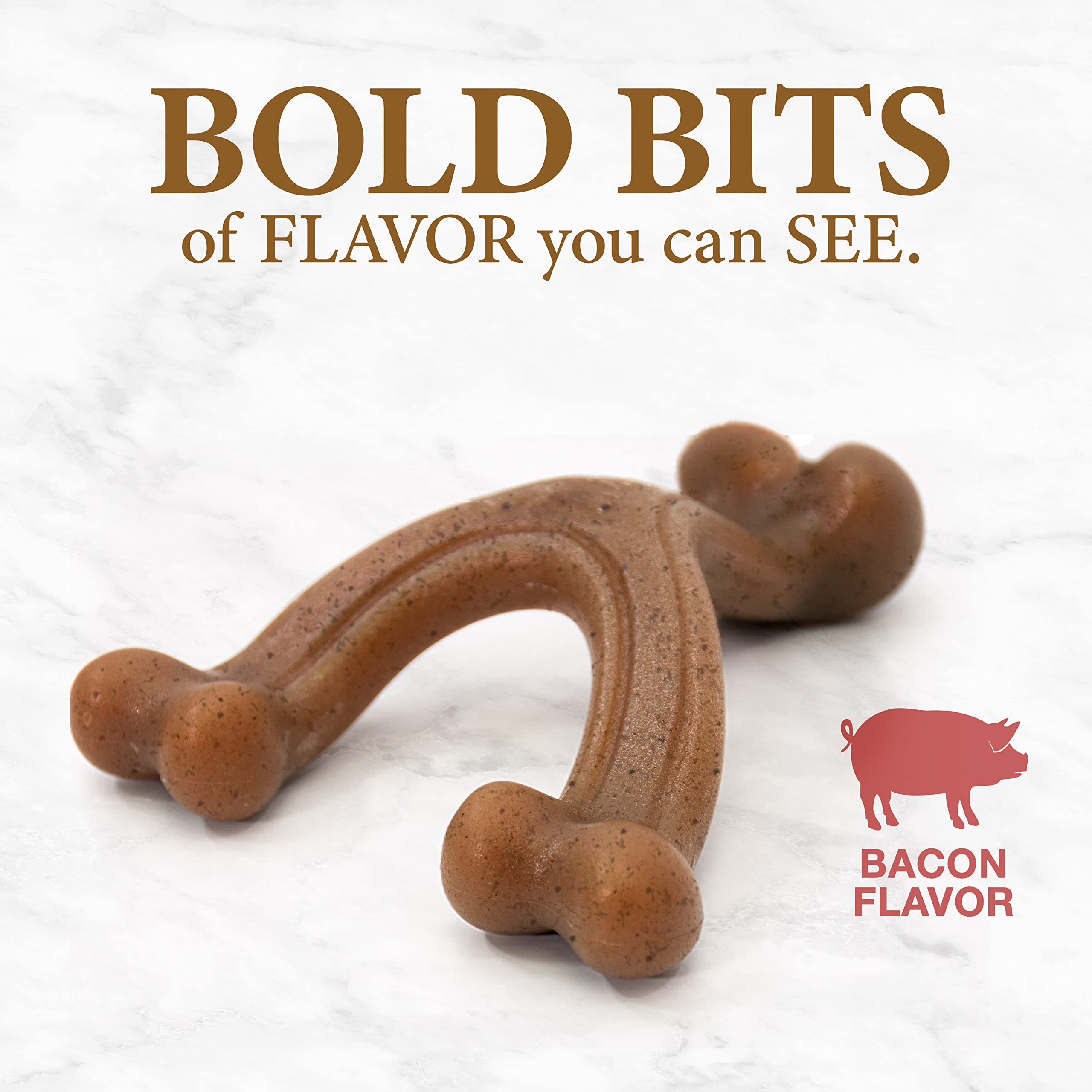 Nylabone Gourmet Style Saveur Bacon Visible : arôme bacon visible pendant la mastication.