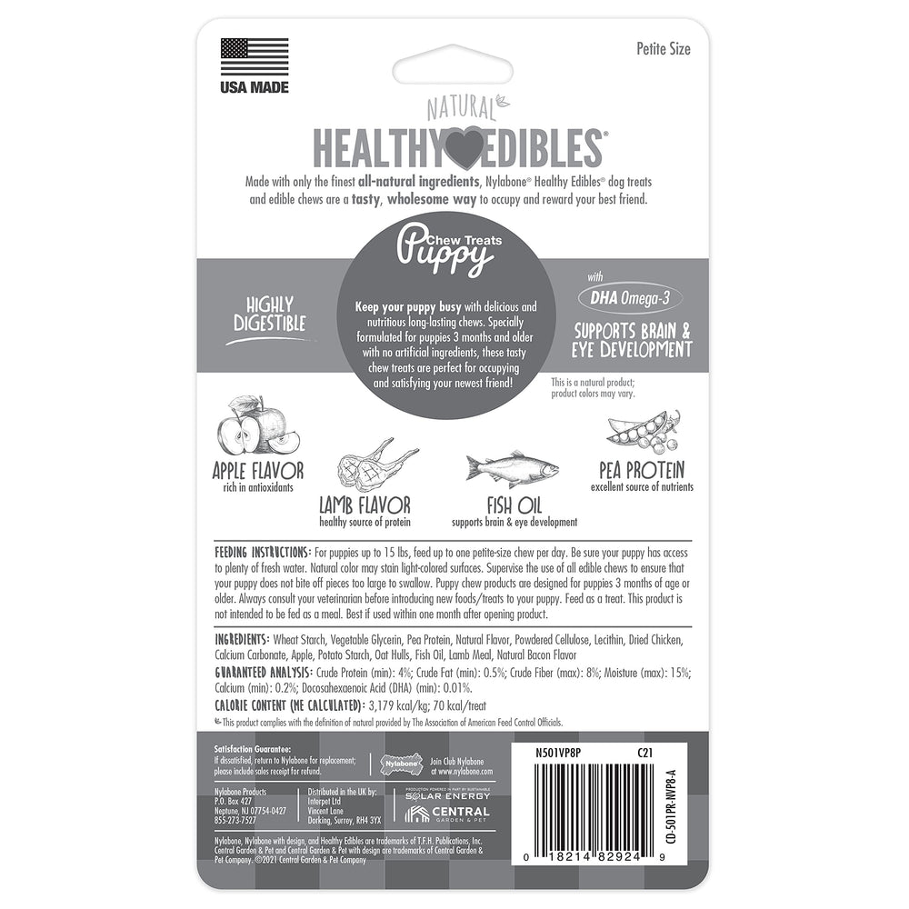 Nylabone Healthy Edibles sans sel ajouté saveur agneau-pomme pour chiots