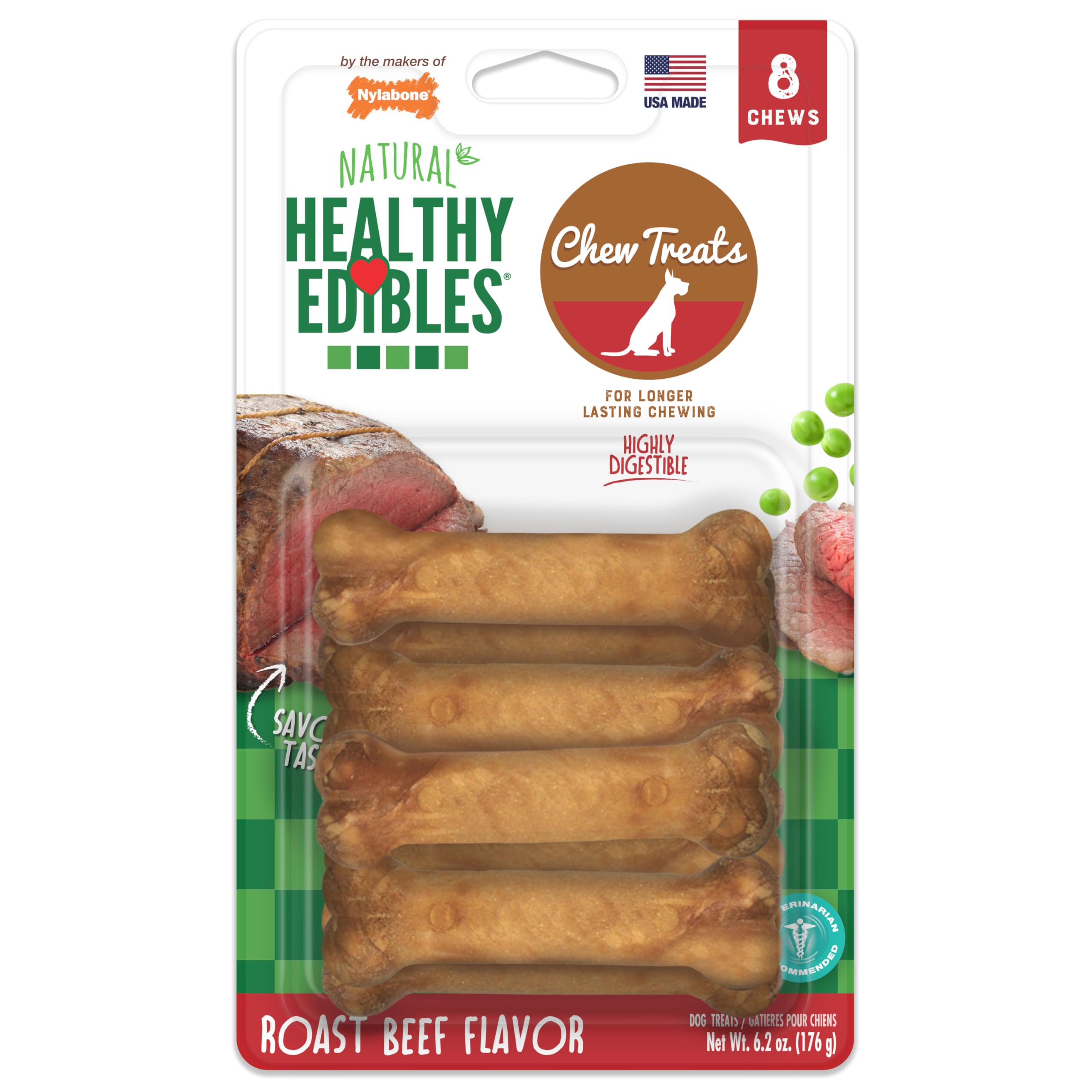 Nylabone Healthy Edibles emballage clair, récompense pratique pour votre chien.