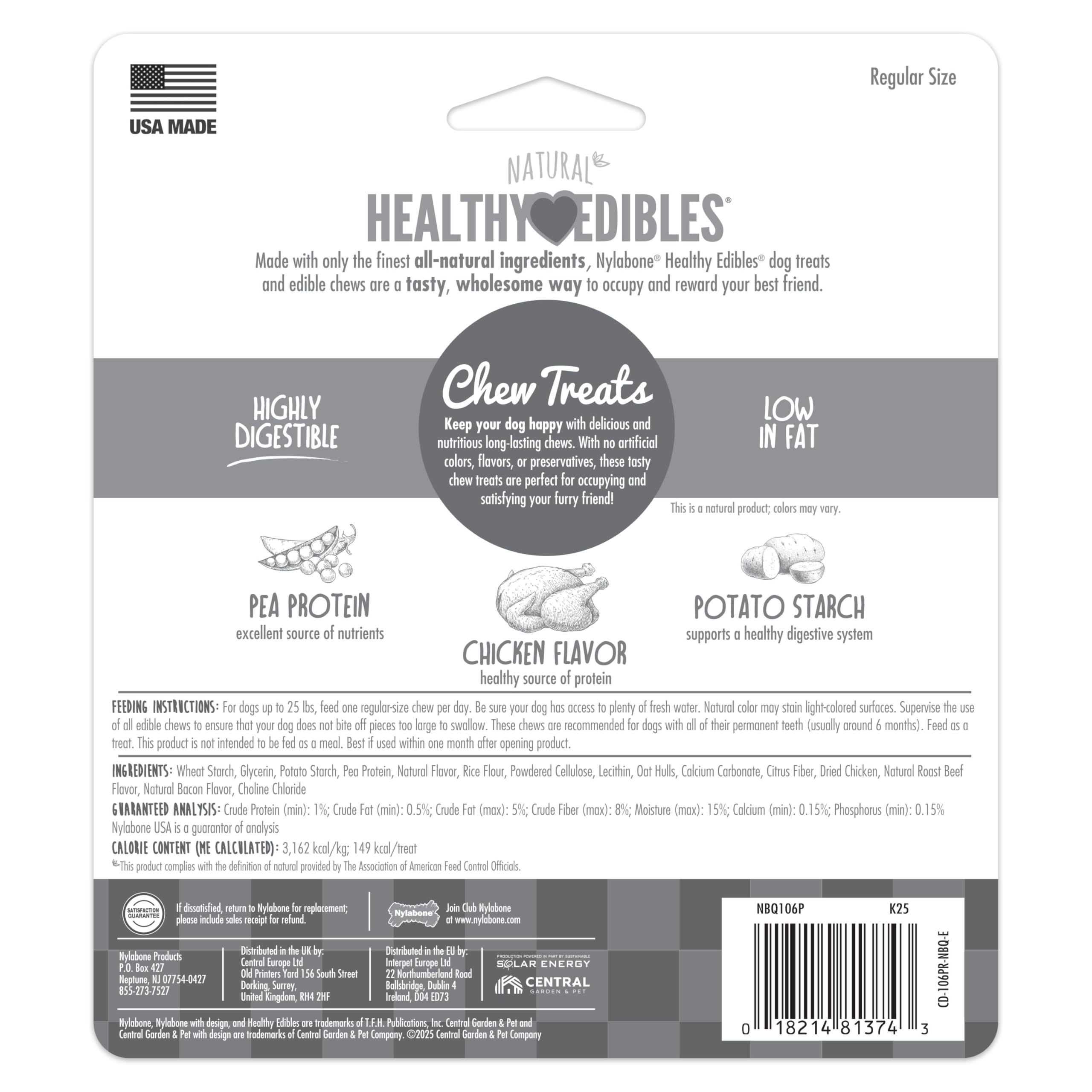 Nylabone Healthy Edibles: goût poulet apprécié par les chiens.