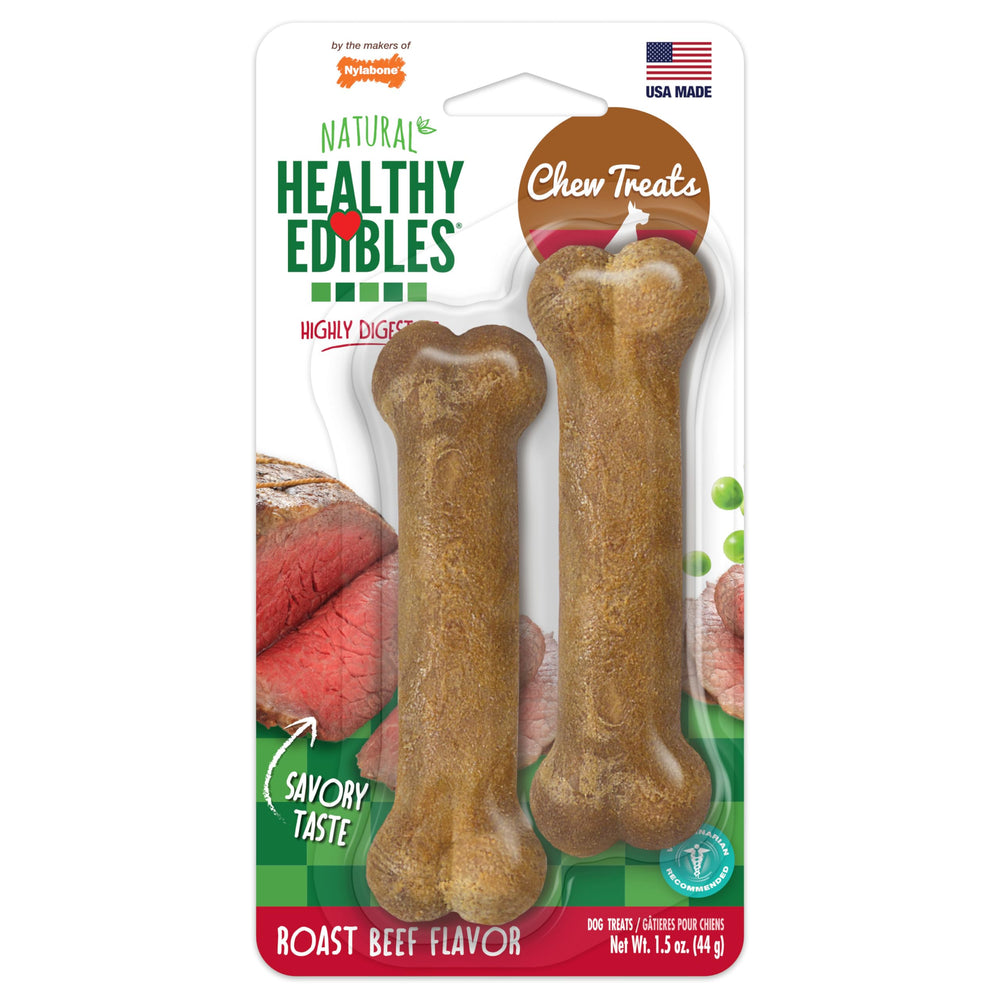Nylabone Healthy Edibles os boeuf roti, friandise longue duree pour chiens.