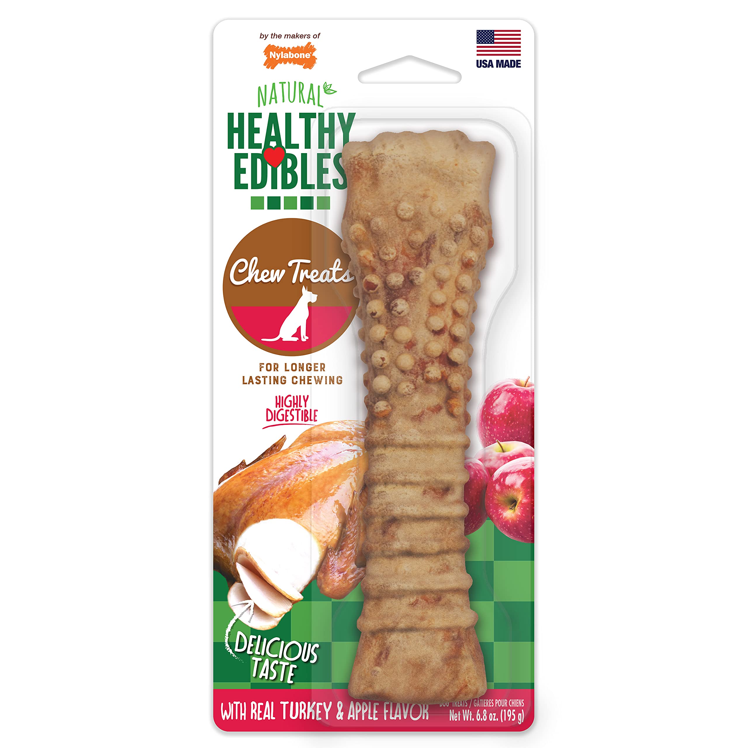 Nylabone Healthy Edibles os-dinde-pomme-xlarge, plaisir durable pour chiens actifs