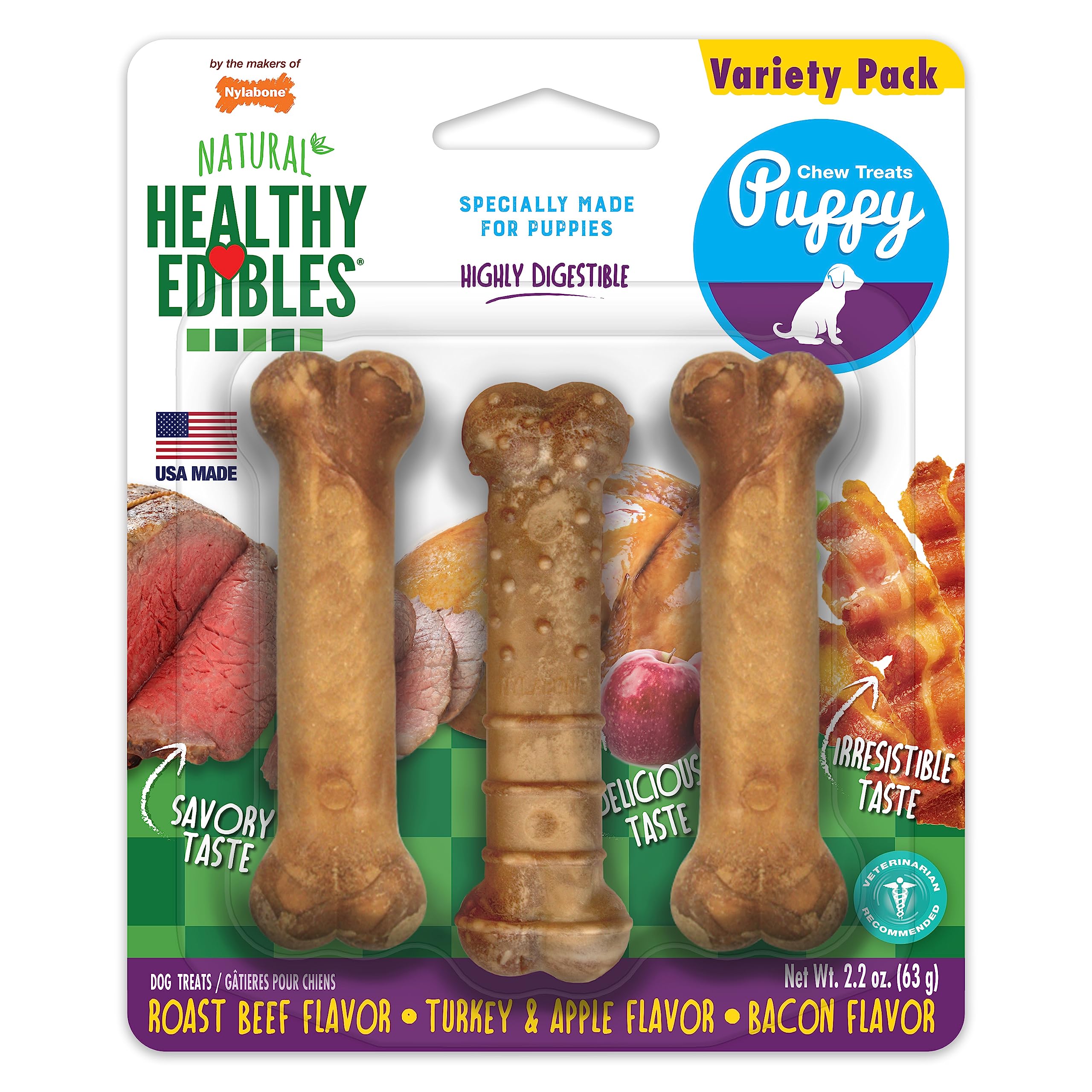 Nylabone Healthy Edibles bacon, friandise durable pour chiot en formation