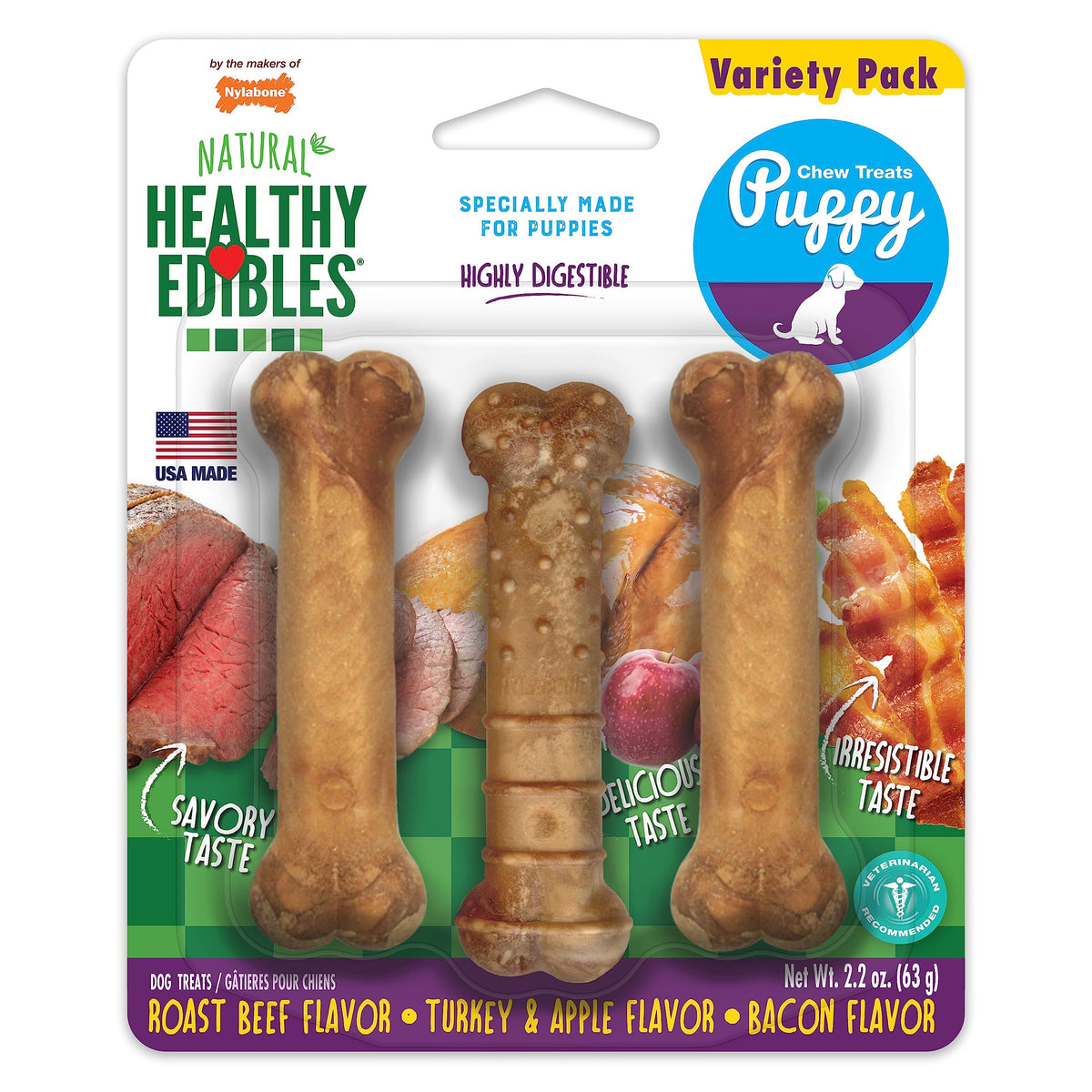 Nylabone Healthy Edibles bacon, friandise durable pour chiot en formation