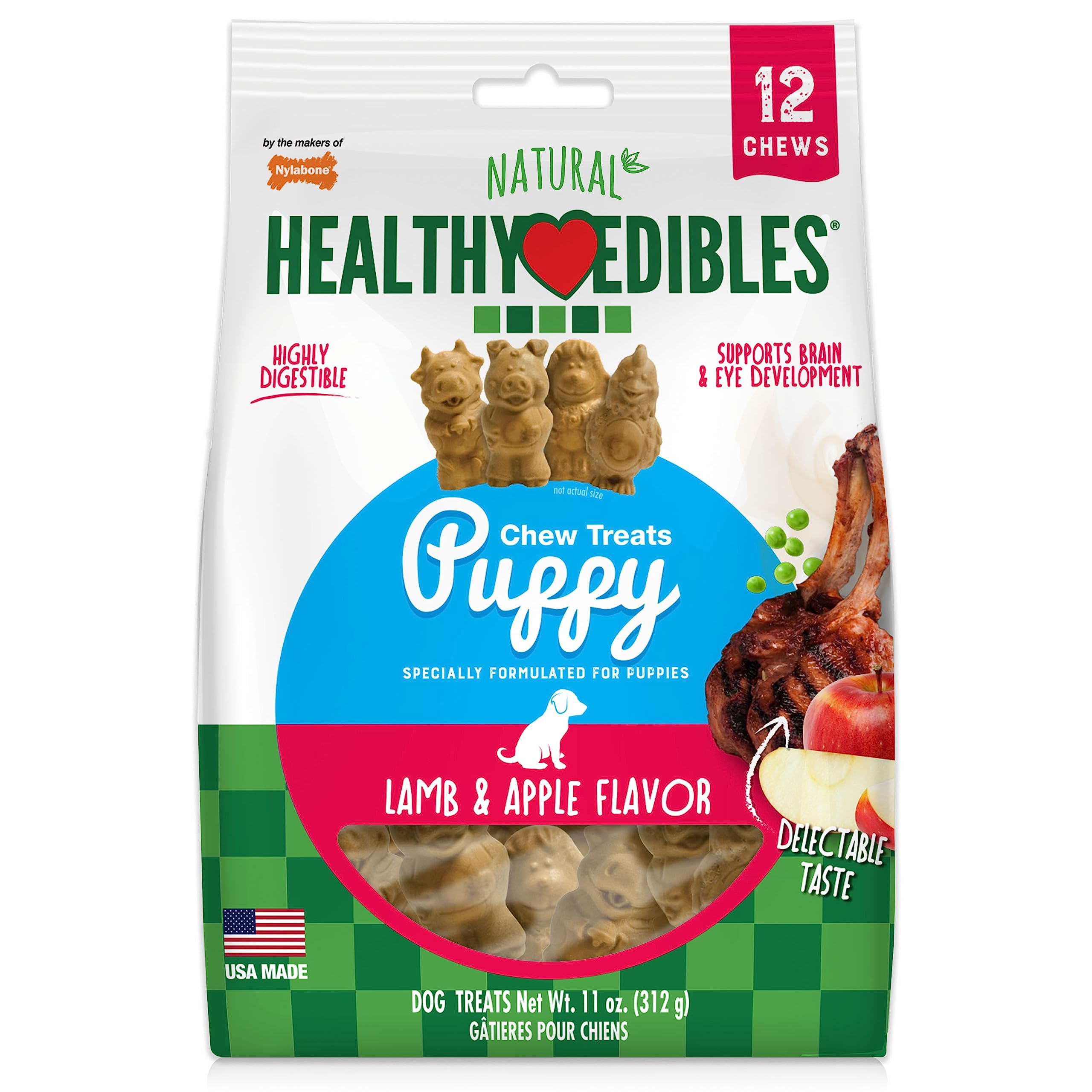 Nylabone Healthy Edibles chiot, emballage clair et pratique.