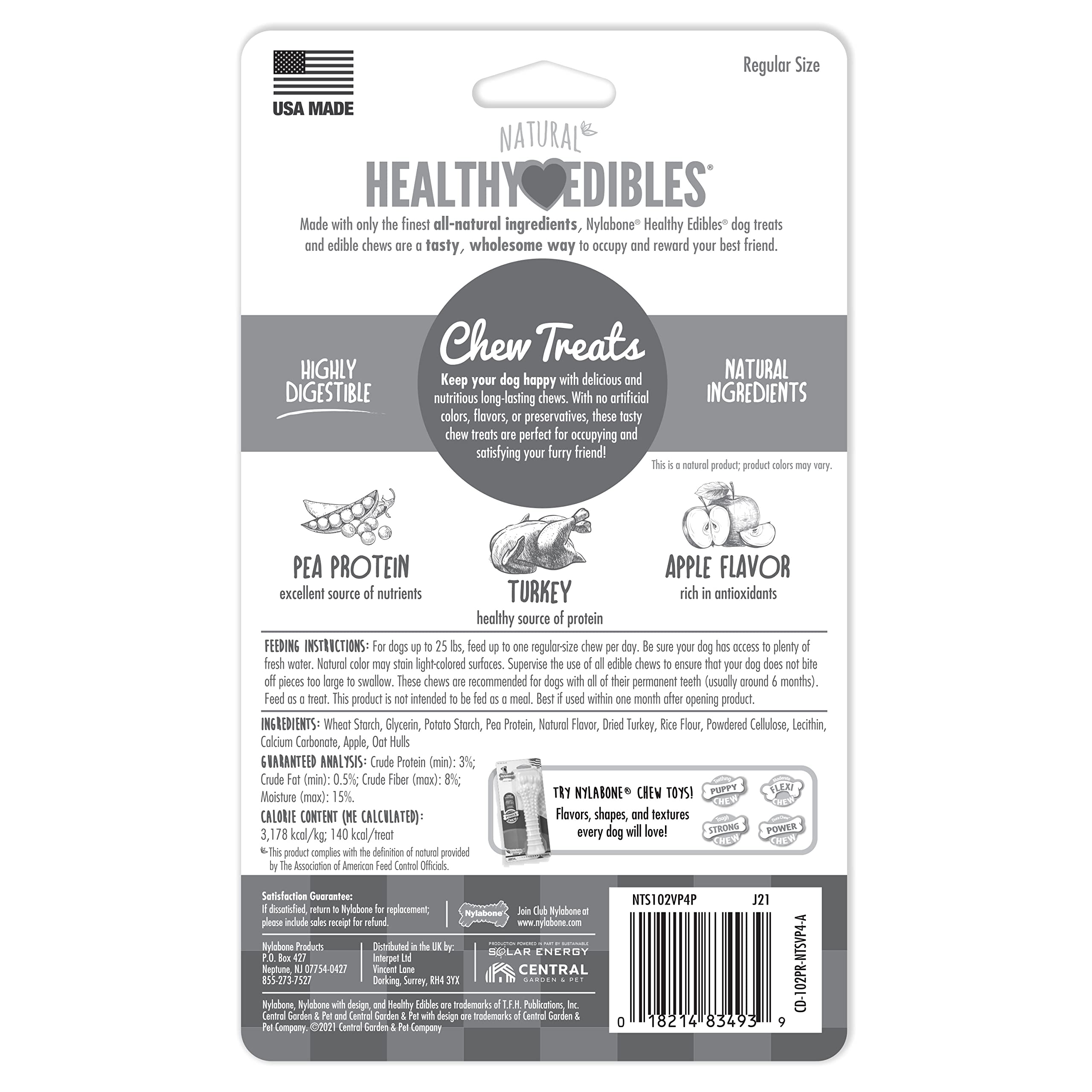 Nylabone Healthy Edibles – sans colorants artificiels, couleur naturelle.