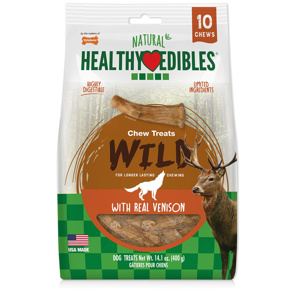 Nylabone Healthy Edibles : paquet venaison, friandise durable pour chiens actifs.