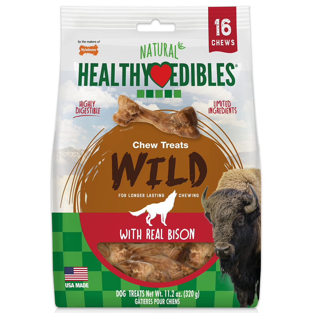 Nylabone Healthy Edibles Wild – os-petit-chien, goût bison authentique pour petits chiens.