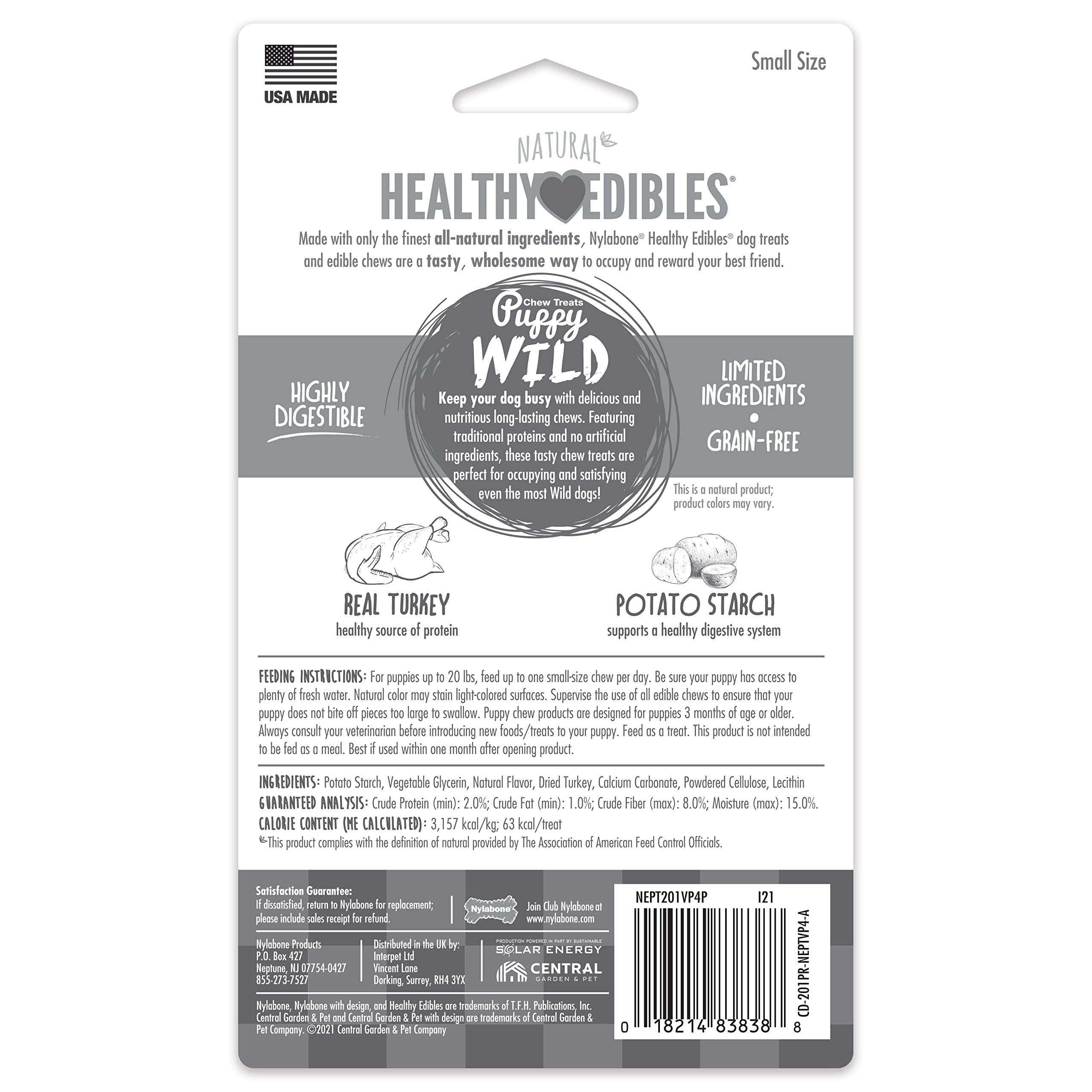 Nylabone Healthy Edibles WILD – DHA: soutien potentiel au cerveau et à la vision.