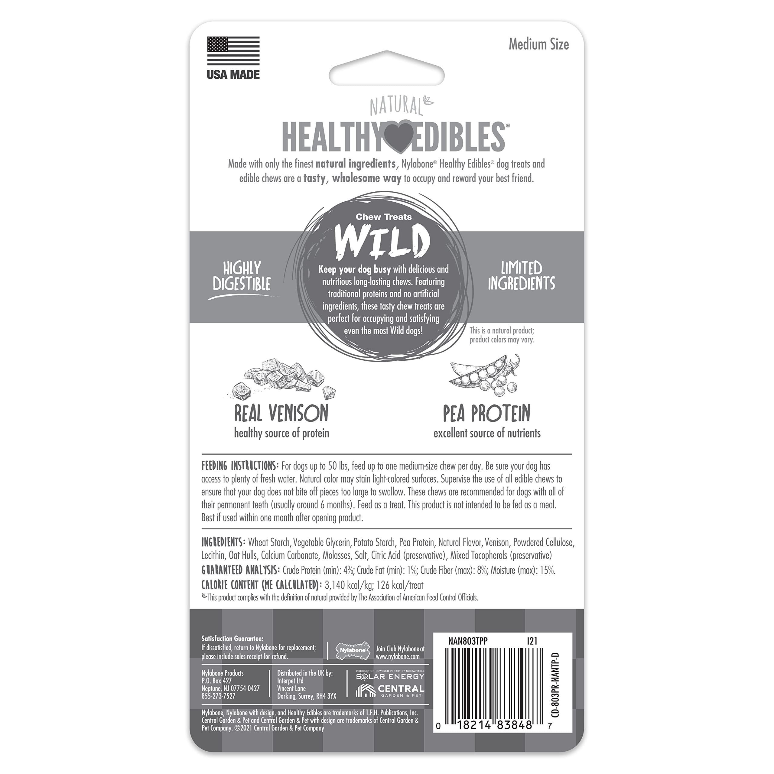 Nylabone Healthy Edibles Wild – fabriqué aux États‑Unis, production locale.