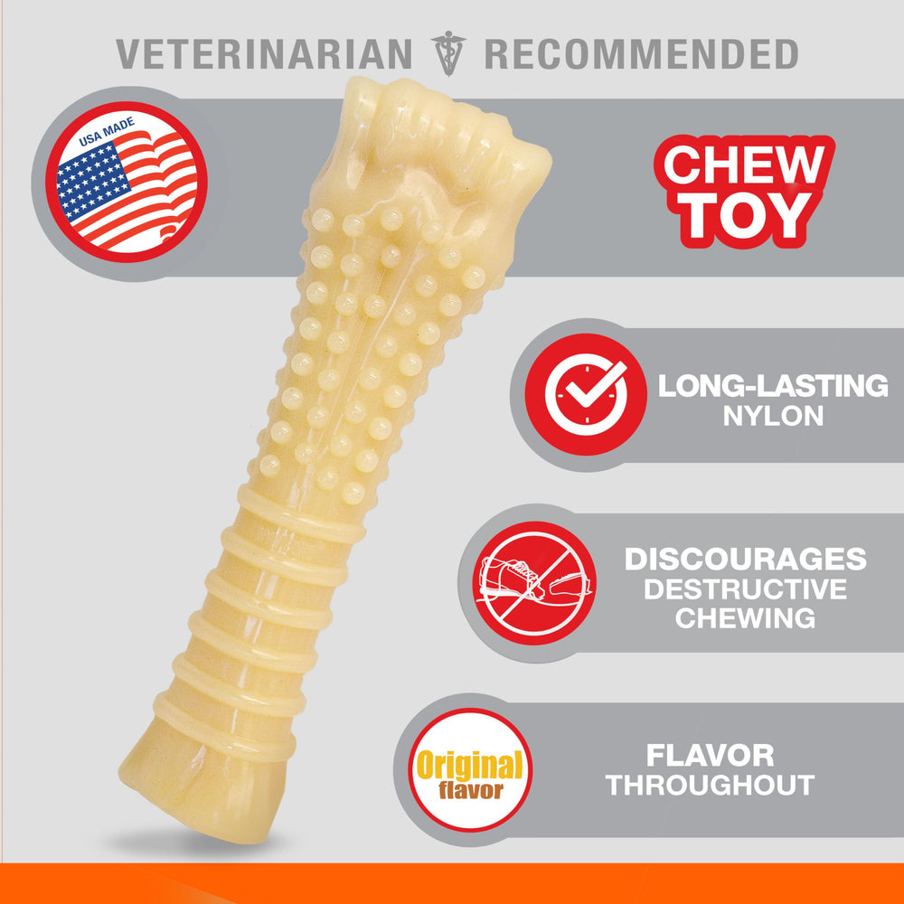 Nylabone jouet durable pour gros chien; idéal pour mordiller sans détruire.