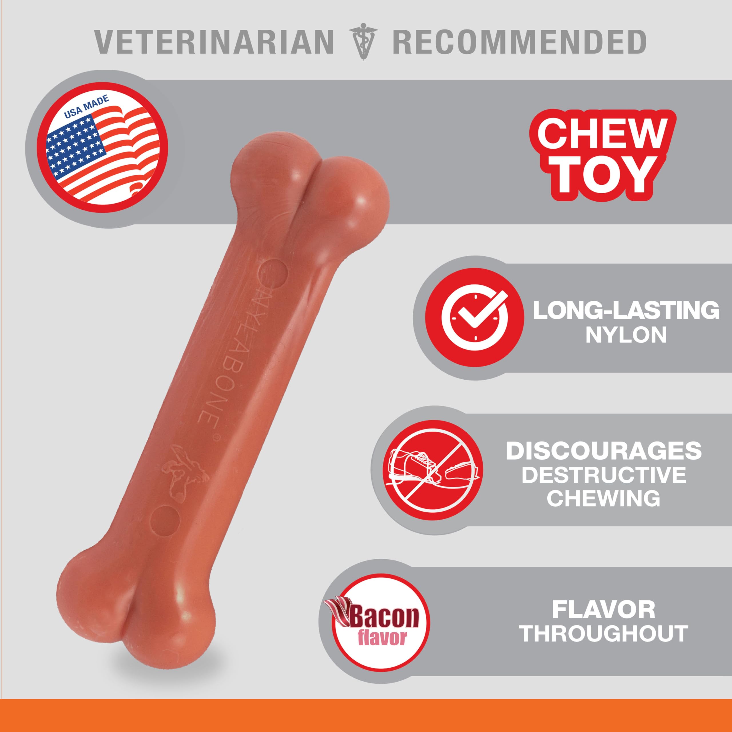 Nylabone matière nylon durable, structure résistante pour mastiquer.