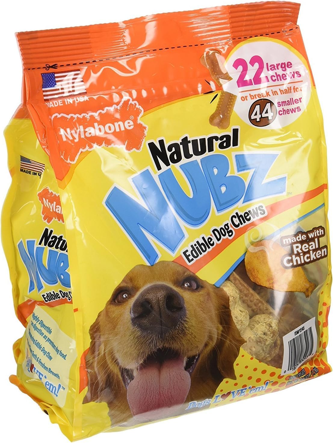 Nylabone Natural Nubz emballage 66ct, pratique pour des pauses jeu prolongées.